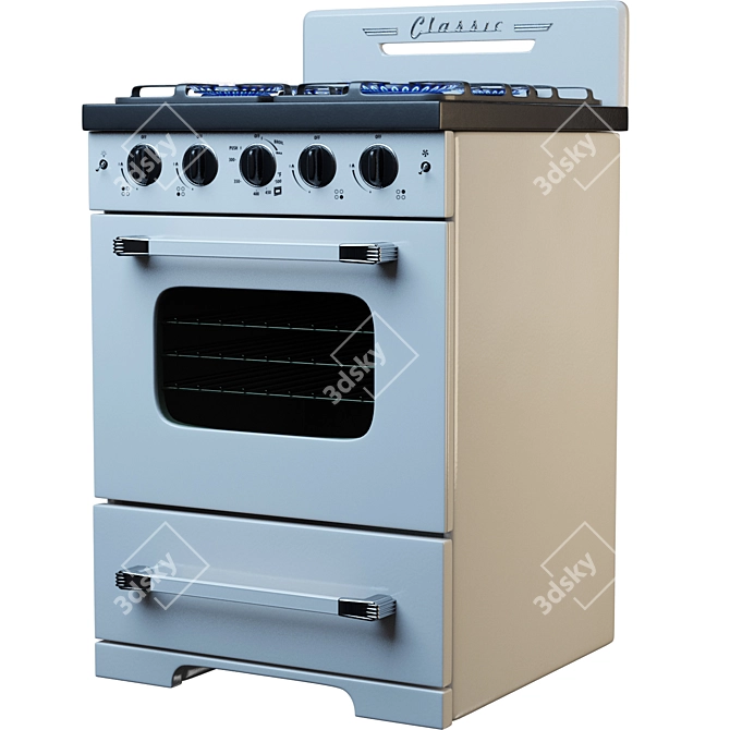 Vintage Charm Gas Range 3D model image 1