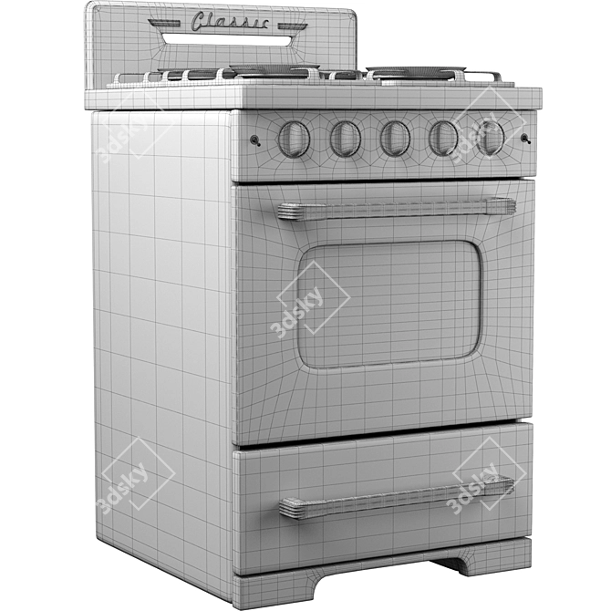 Vintage Charm Gas Range 3D model image 5