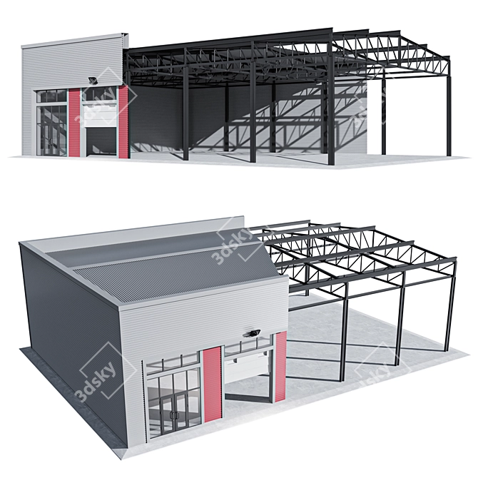 Versatile Vehicle Maintenance Hangar 3D model image 4