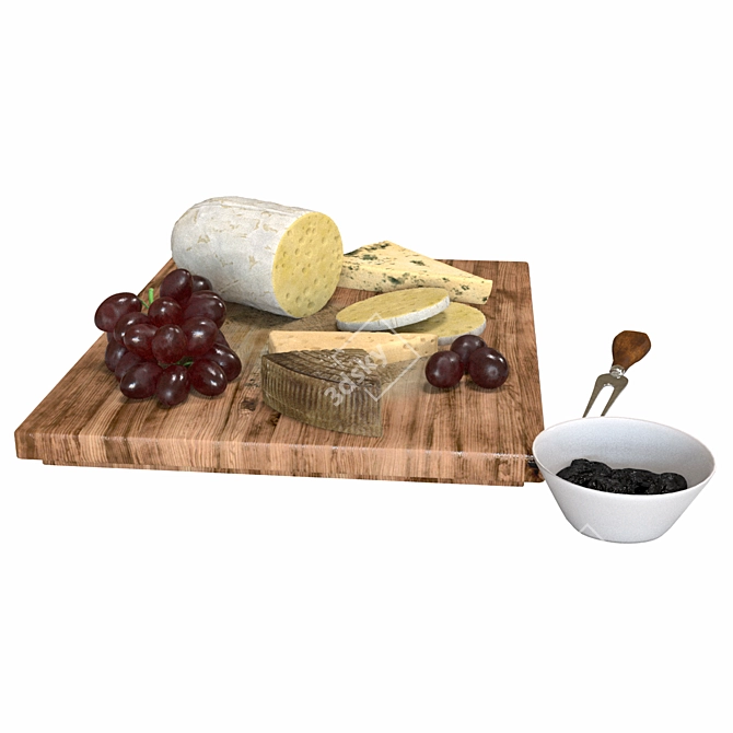 Gourmet Cheese and Grapes Set 3D model image 4