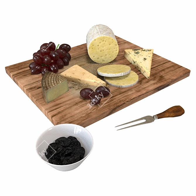 Gourmet Cheese and Grapes Set 3D model image 5