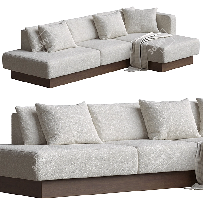 Brady Sectional Sofa in Blanc Boucle 3D model image 1