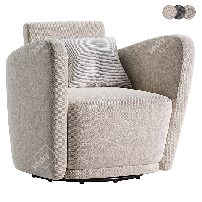 Amelia Collection Swivel Armchair - Stylish and Functional 3D model image 5