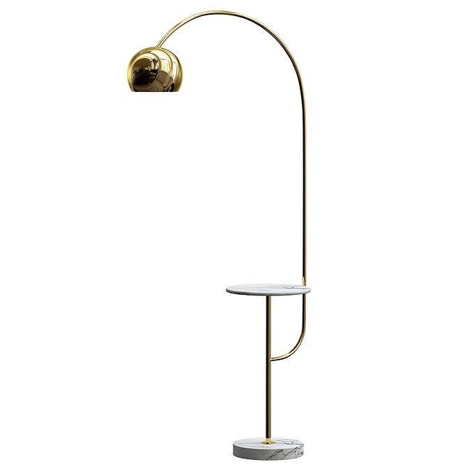 Sleek Arc Drawer Floor Lamp 3D model image 1