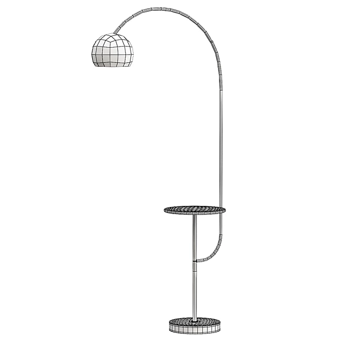 Sleek Arc Drawer Floor Lamp 3D model image 2