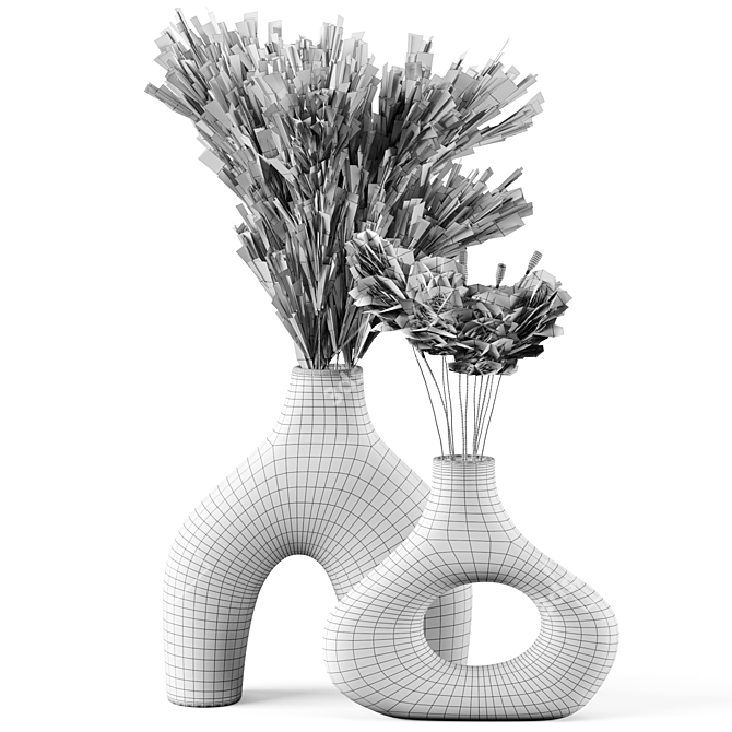 Donut Vase Set with Dried Bouquet 3D model image 4