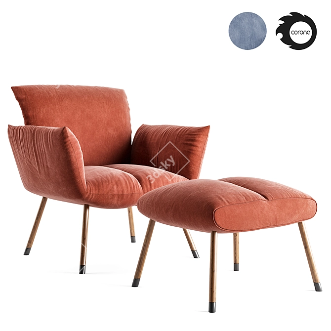 Pil Cushioned Armchair - Comfort and Elegance 3D model image 1