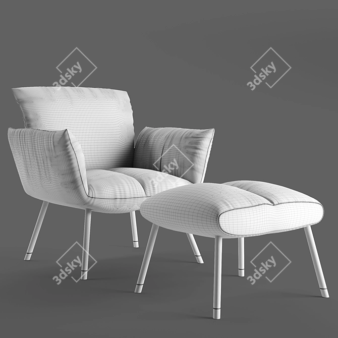 Pil Cushioned Armchair - Comfort and Elegance 3D model image 4