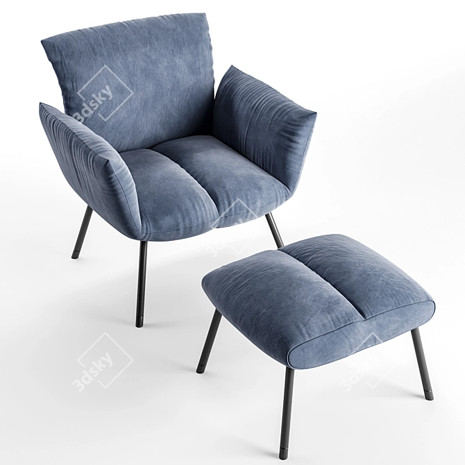 Pil Cushioned Armchair - Comfort and Elegance 3D model image 5