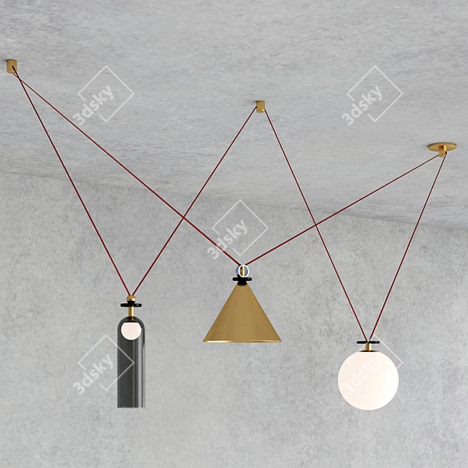 Modern Geometric Shape Up Chandelier 3D model image 3