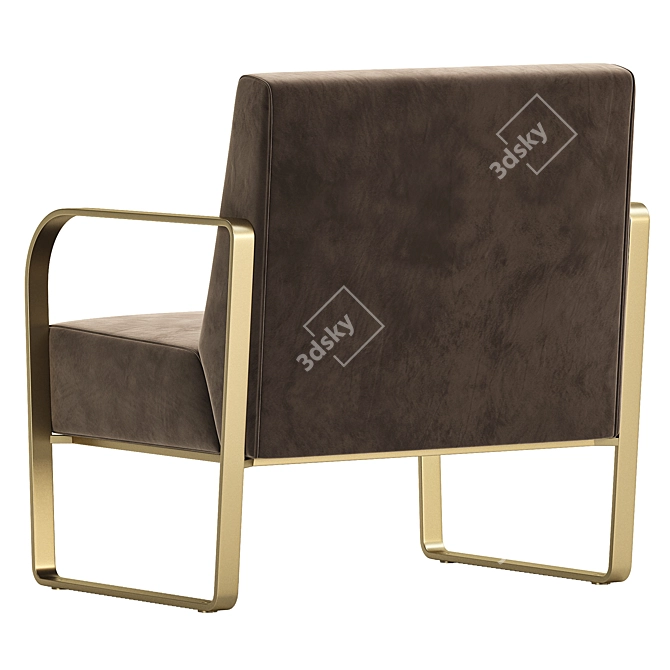 Luxury Leather Brass Armchair 3D model image 5