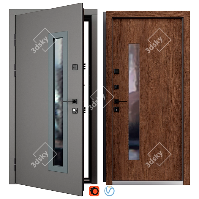 Brown Entry Metal Door (QDoors) 3D model image 1