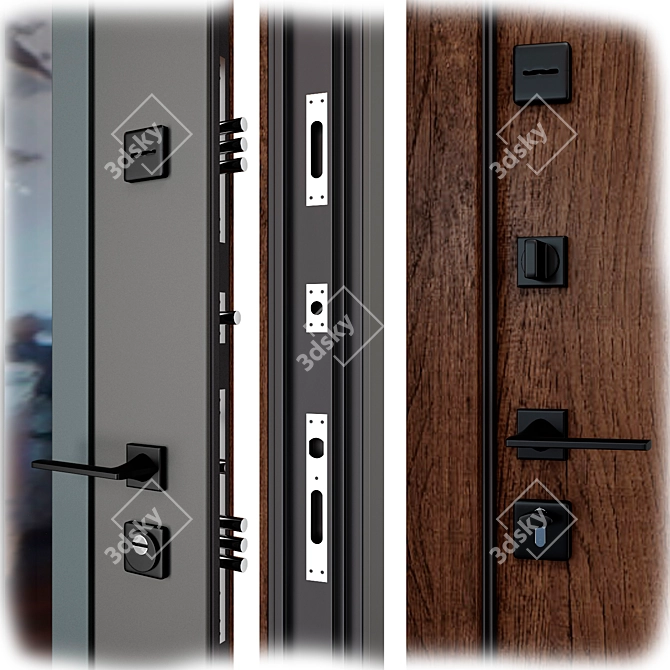 Brown Entry Metal Door (QDoors) 3D model image 2