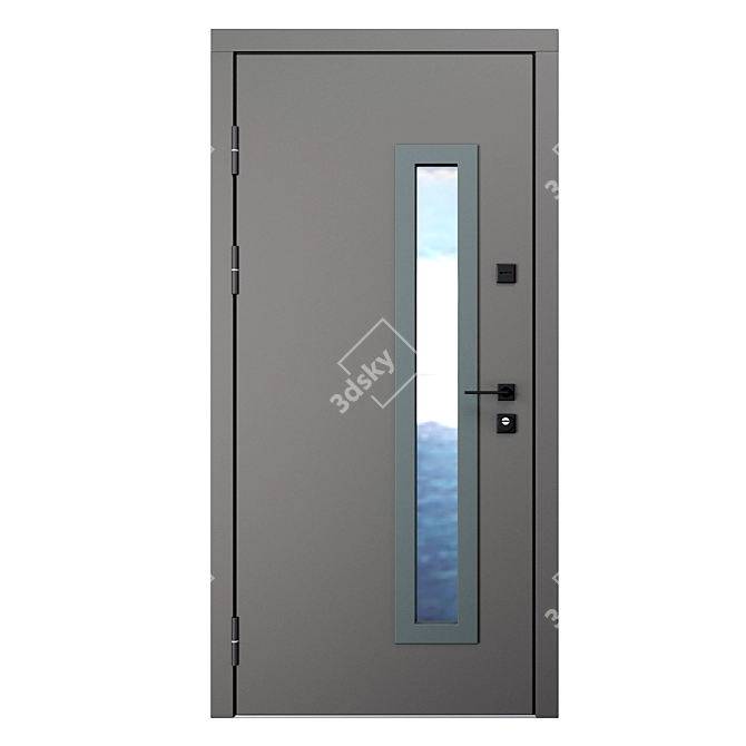 Brown Entry Metal Door (QDoors) 3D model image 5