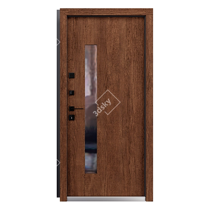 Brown Entry Metal Door (QDoors) 3D model image 6