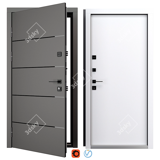 Copper Metal Front Door, QDoors 3D model image 1