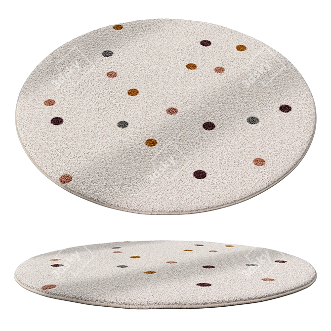 Kids Polka Dot Round Rug 3D model image 1