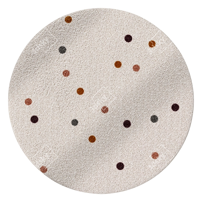 Kids Polka Dot Round Rug 3D model image 2