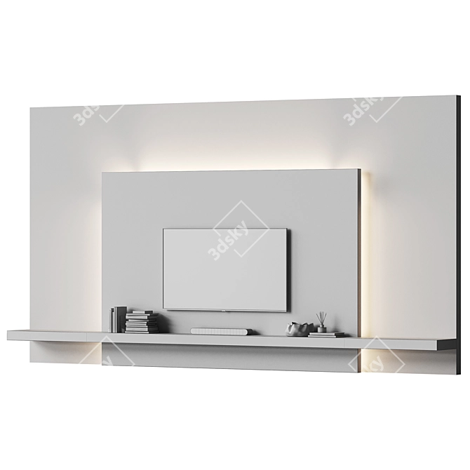 Stone Surface Minimalist TV Wall 3D model image 8