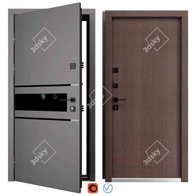 Oscar Metal Entry Door, 900x2050mm 3D model image 1