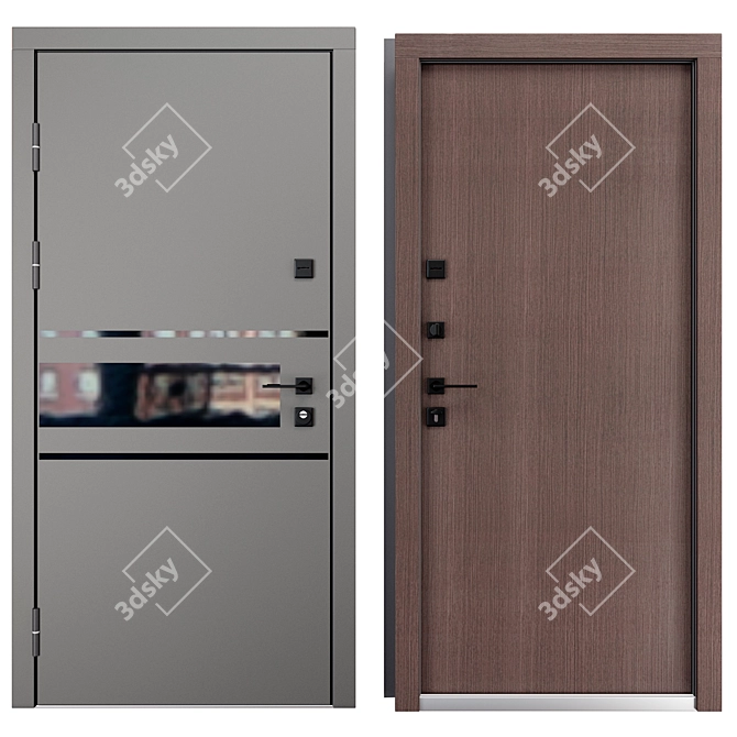 Oscar Metal Entry Door, 900x2050mm 3D model image 3