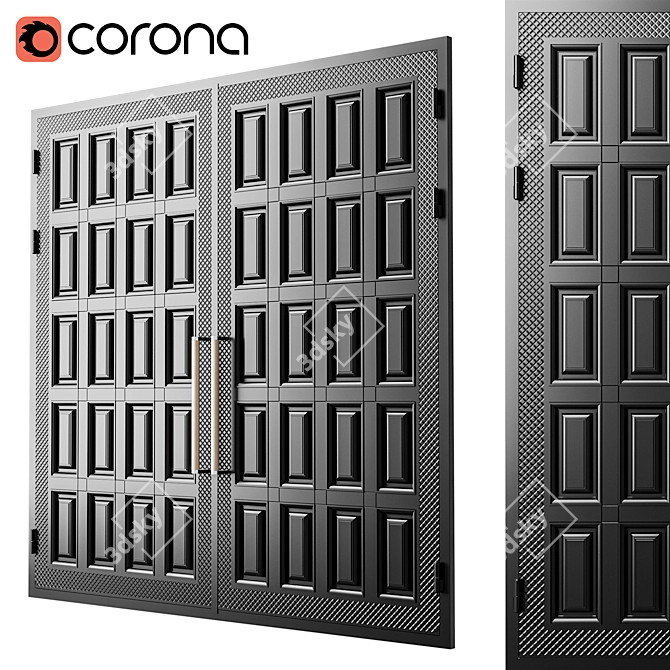 Modern Black Gate 3D Model 3D model image 1