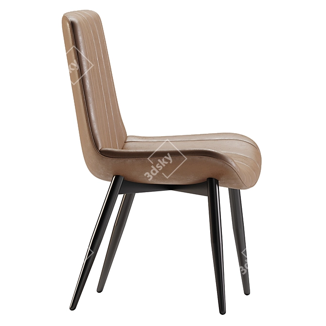 Brown PU Leather Upholstered Chairs 3D model image 4