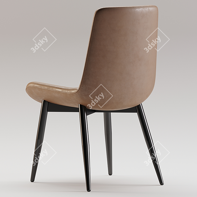 Brown PU Leather Upholstered Chairs 3D model image 5