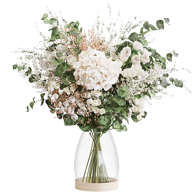 Hydrangea & Eucalyptus Bouquet Set 3D model image 1