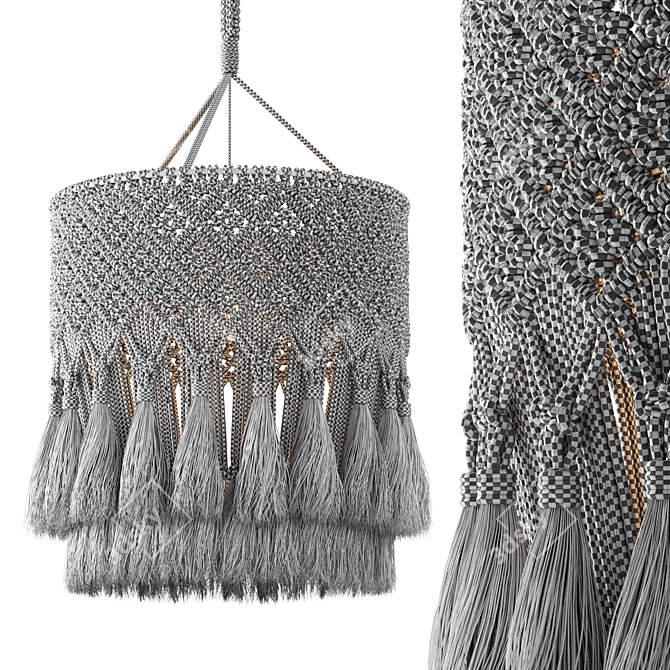 Boho Macrame Pendant Light 3D model image 4