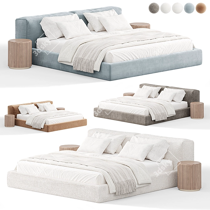 Title: Modern Superoblong Bed Collection 3D model image 2