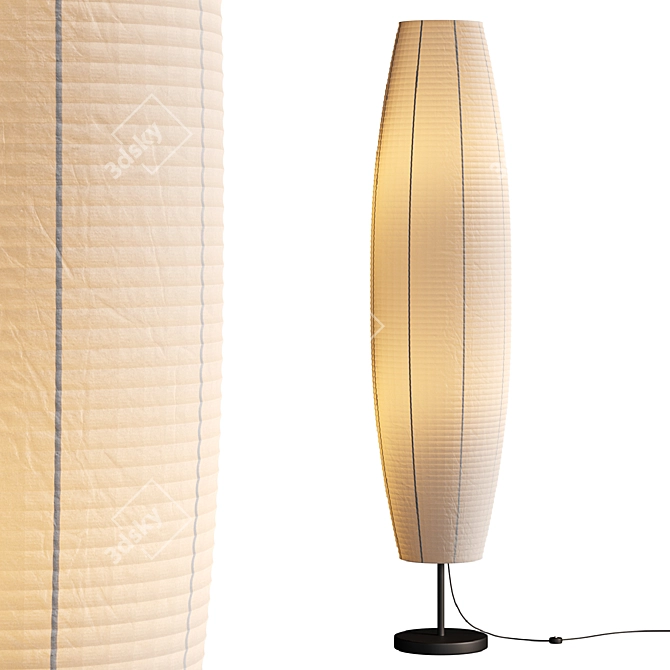 Contemporary Metal Round Base Floor Lamp 3D model image 1