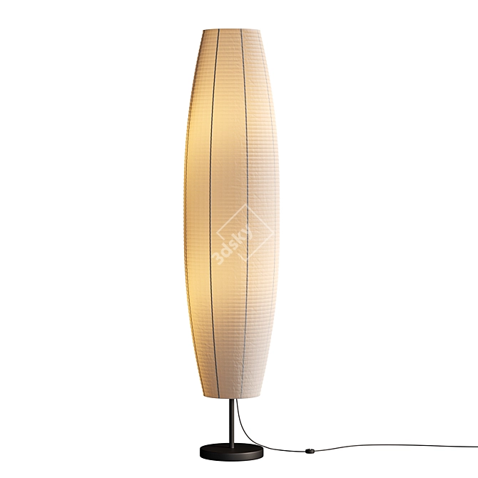 Contemporary Metal Round Base Floor Lamp 3D model image 2