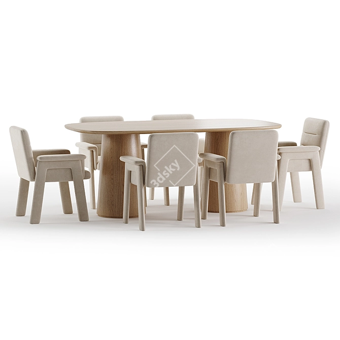 Modern Velvet Dining Set 2017 3D model image 4