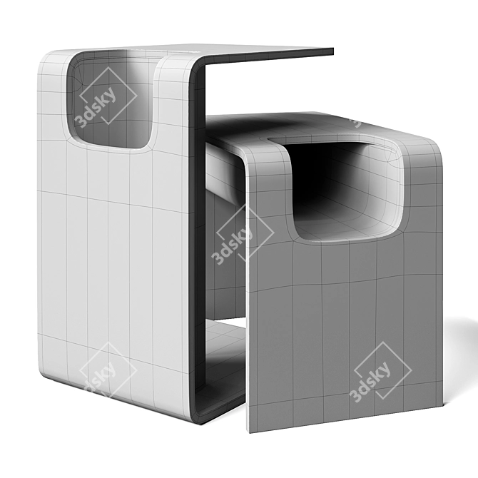 Oak Wood C-Style Magazine Rack 3D model image 4