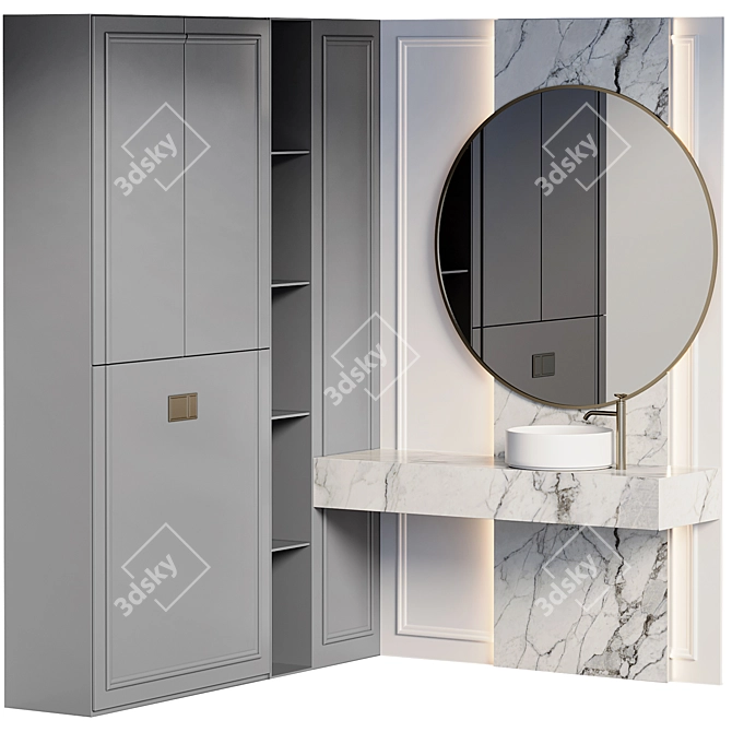 Modern Bathroom Furniture Set 3D model image 1