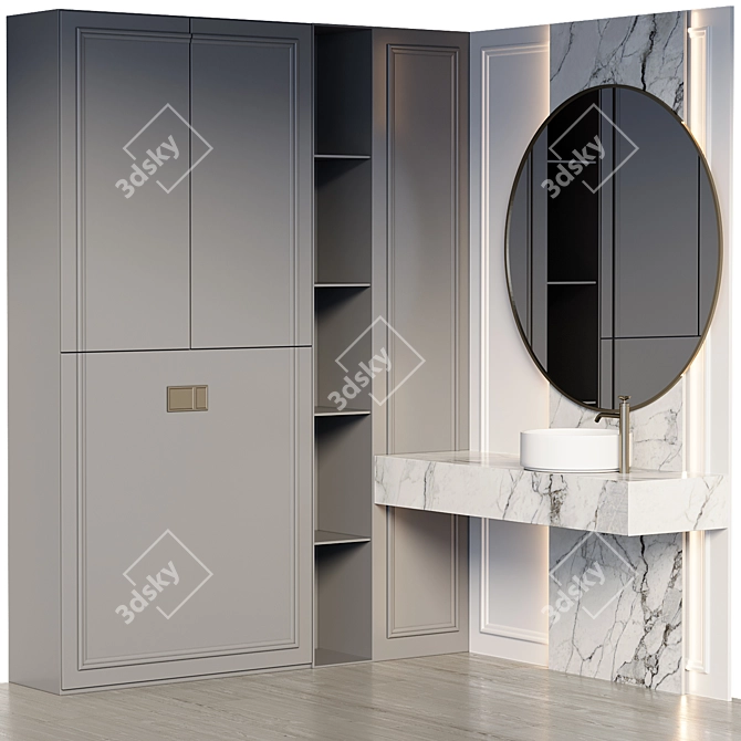 Modern Bathroom Furniture Set 3D model image 2