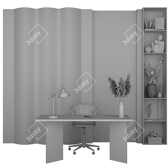 Modern Home Office Setup 3D model image 5