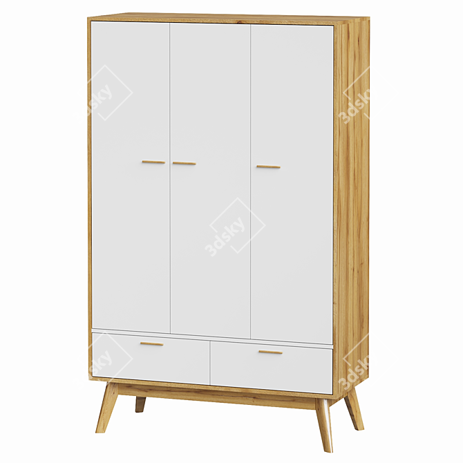 Nordik 3 Wardrobe, Sleek Design 3D model image 1