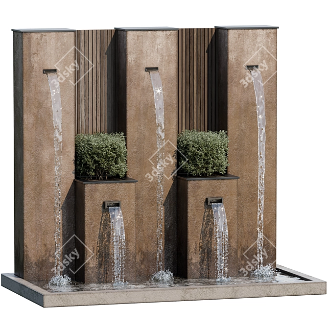 Elegant Waterfall Fountains Cascade Design 3D model image 2