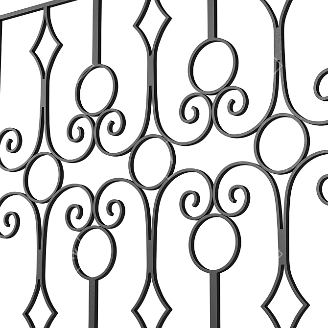 Ornate Wrought Iron Fence Kit 3D model image 4