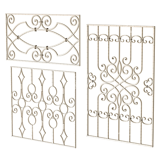 Ornate Wrought Iron Fence Kit 3D model image 6