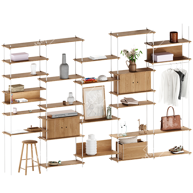 Customizable Floor Standing Shelving System 3D model image 1