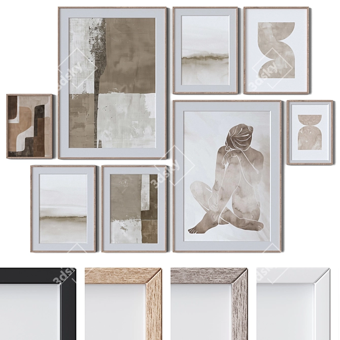 Multi-sized Frames with Wood Textures 3D model image 1