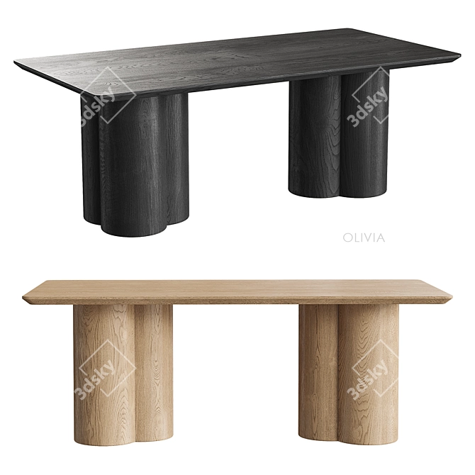 OLIVIA Wooden Coffee Table 3D model image 3