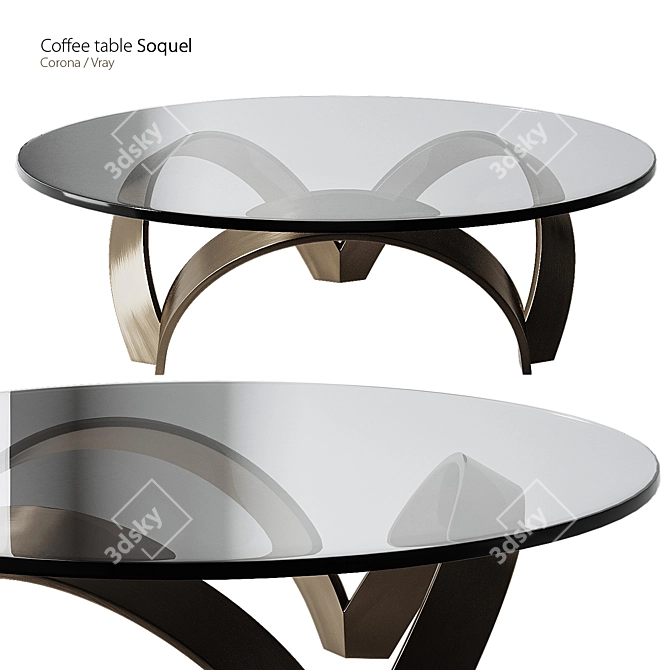 Modern Rectangular Glass Coffee Table 3D model image 1