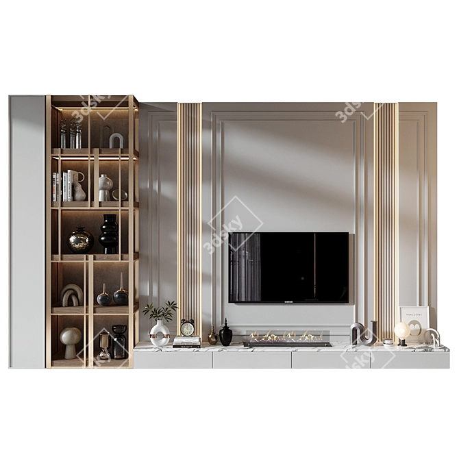 Sleek TV Shelf Wall Decor 3D model image 4