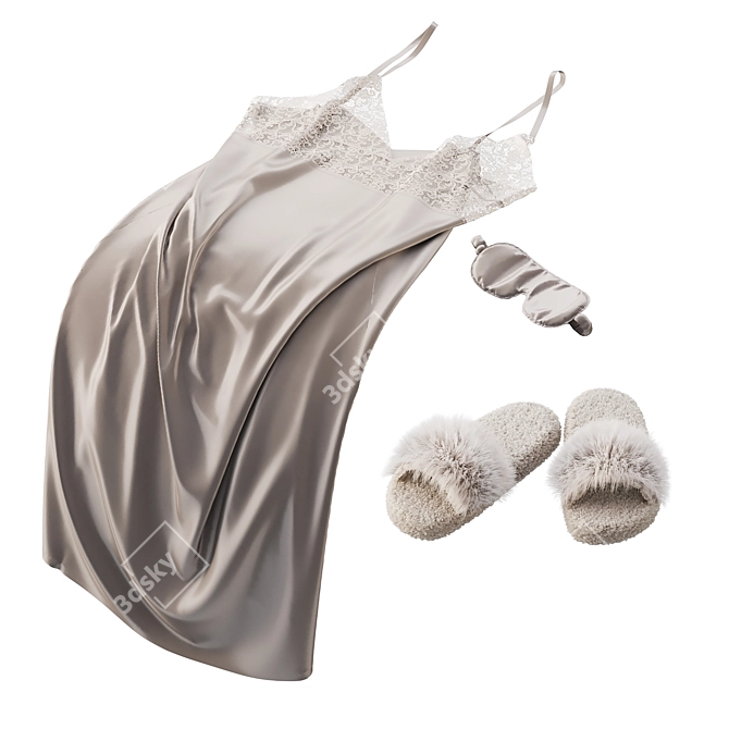 Silk Lace Nightwear Set 3D model image 1