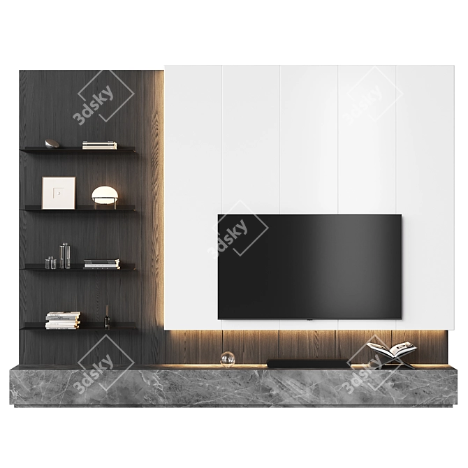  Modern TV Wall with Samsung TV 3D model image 4