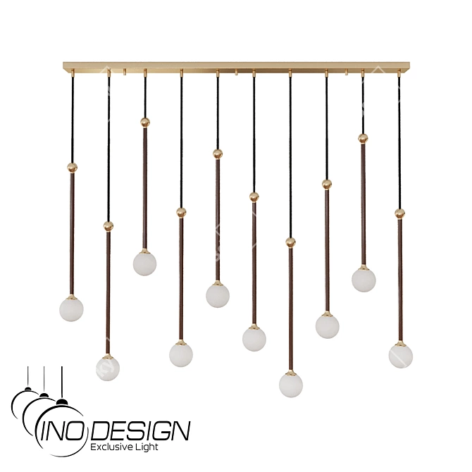 Modern Brass and Glass Chandelier 3D model image 1